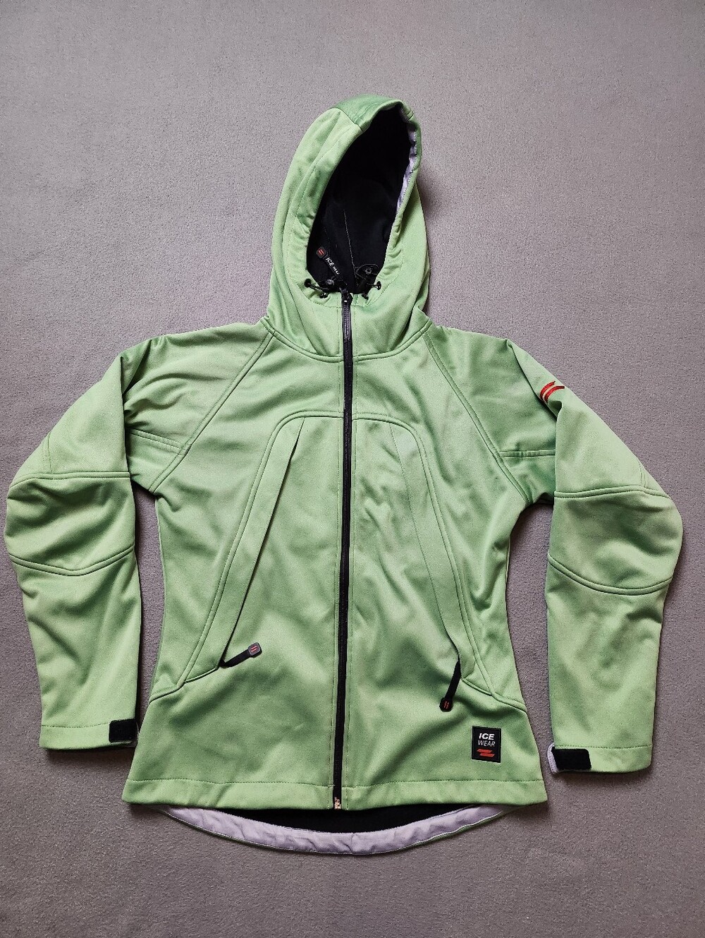Icewear Light Green Hooded Softshell Jacket Size S Zip Up Fleece Lined Outdoor